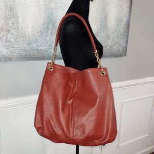CUORE & Pelle hobo Brown/burgundy Pebbled Leather Shoulder Bag
